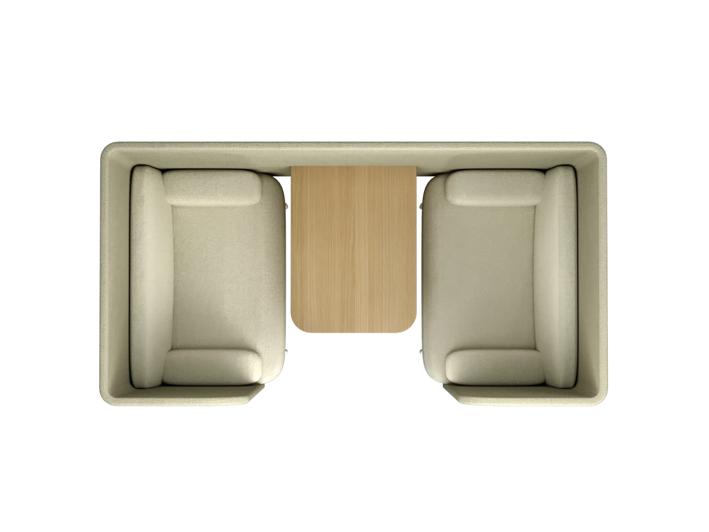 Cove lounge seating beneath a sculptural ring pendant in an open workspace